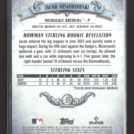 2026 Bowman Chrome Sterling Rookie Revelation Jacob Misiorowski #BST-13 RC Mojo