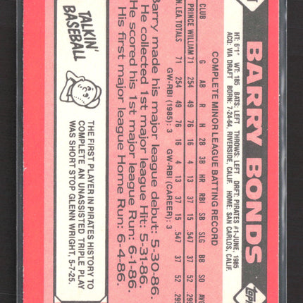 1986 Topps Traded Barry Bonds #11T