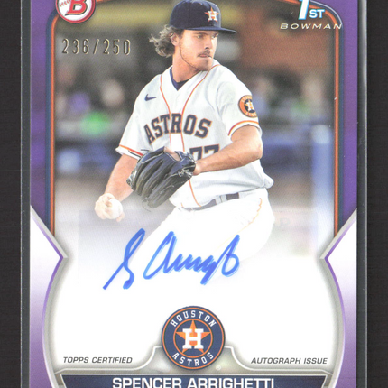 2023 Bowman Spencer Arrighetti #PPA-SA Purple Refractor 1st Bowman 236/250 Auto