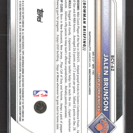 2025 Bowman Chrome Jalen Brunson #BCV-62 Burgundy Mojo Refractor 037/275