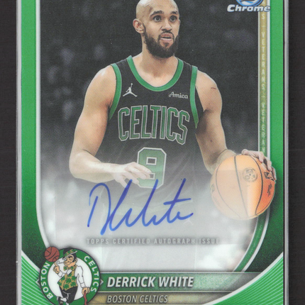 2025 Topps Bowman Chrome Derrick White #BCA-DW Green Refractor Auto /99