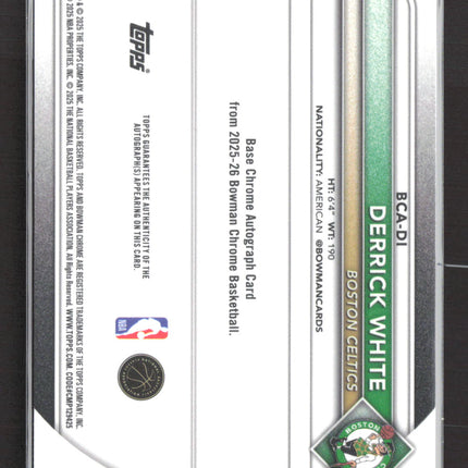 2025 Topps Bowman Chrome Derrick White #BCA-DW Green Refractor Auto /99
