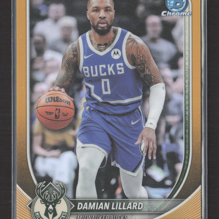 2025 Topps Bowman Chrome Damian Lillard #BCV-81 Gold Refractor 28/50