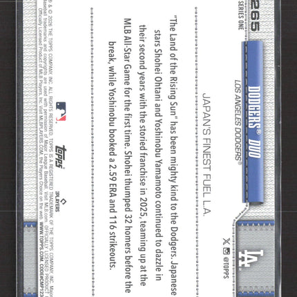 2026 Topps Series One Yoshinobu Yamamoto Shohei Ohtani #265