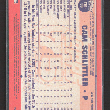 2026 Topps 1991 Design Cam Schlittler #T91-86 RC