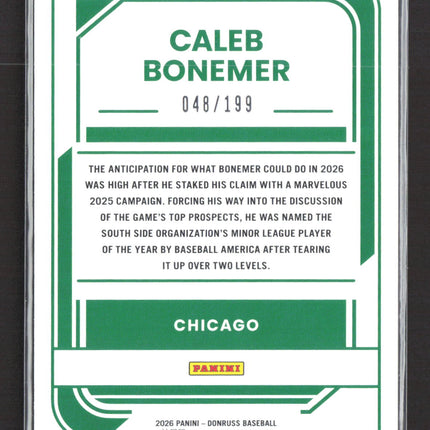 2026 Panini Donruss Baseball Caleb Bonemer #105 Green 048/199