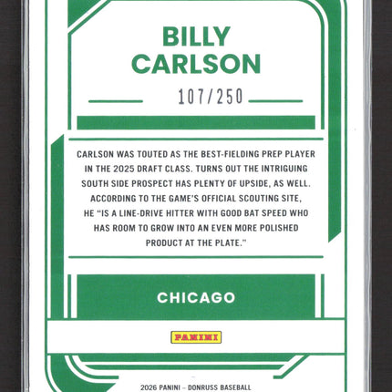 2026 Donruss Baseball Billy Carlson #197 Red 107/250