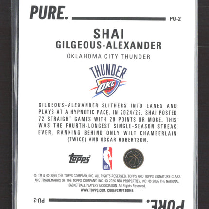 2026 Topps Signature Class Pure Shai Gilgeous-Alexander #PU-2