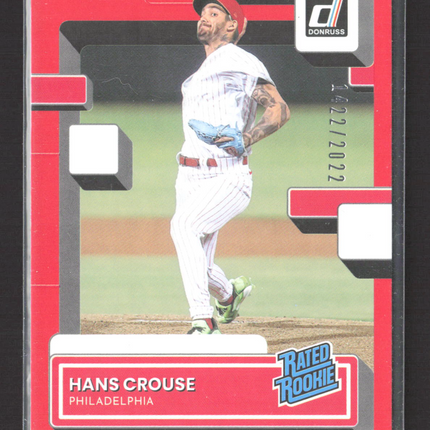 2022 Panini Donruss Baseball Hans Crouse #67 Red 1422/2022
