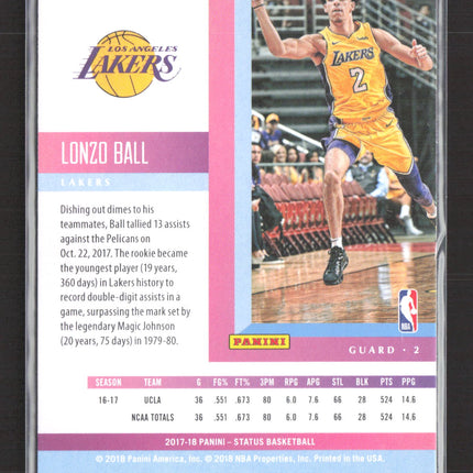 2018 Panini Status Lonzo Ball #118 RC