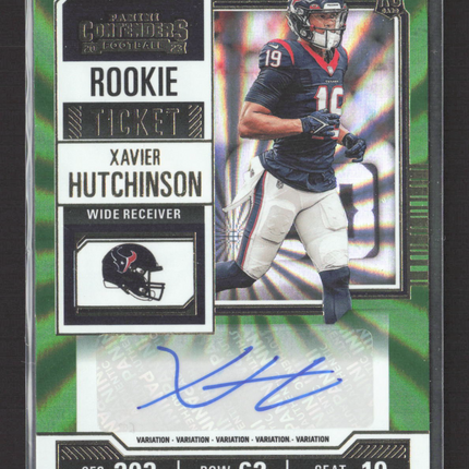 2023 Panini Contenders Rookie Ticket Xavier Hutchinson #149 Green RC Auto