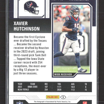 2023 Panini Contenders Rookie Ticket Xavier Hutchinson #149 Green RC Auto