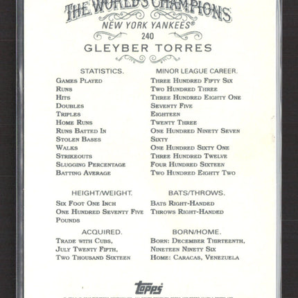 2018 Topps Allen & Ginter Gleyber Torres #240 RC