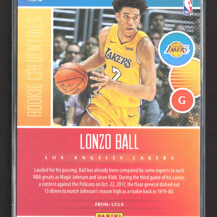 2018 Panini Status Rookie Credentials Lonzo Ball #5