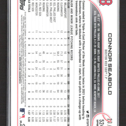 2022 Topps Chrome Sapphire Edition Connor Seabold #524 Gold /50 RC