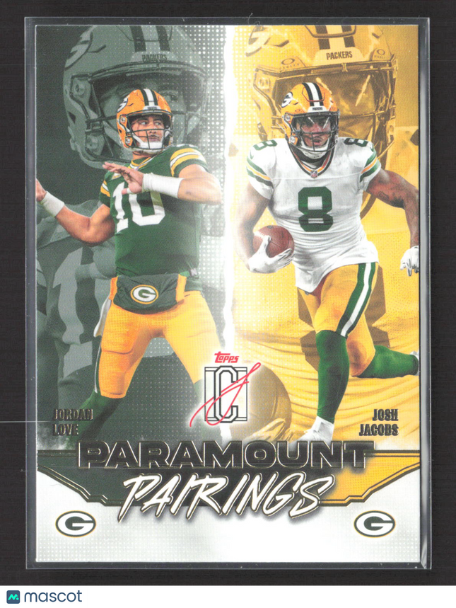 2025 Topps Signature Class Paramount Pairings Josh Jacobs Jordan Love #PP-20