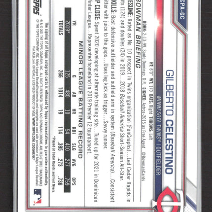 2021 Bowman Chrome Gilberto Celestino #CPA-GC Auto