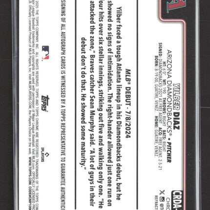 2025 Topps Chrome Yilber Diaz #CRDA-YD Refractor RC Auto /499