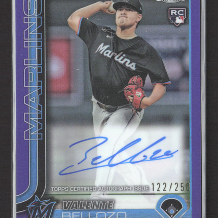 2025 Topps Chrome Valente Bellozo #RA-VB Purple 122/250 RC Auto