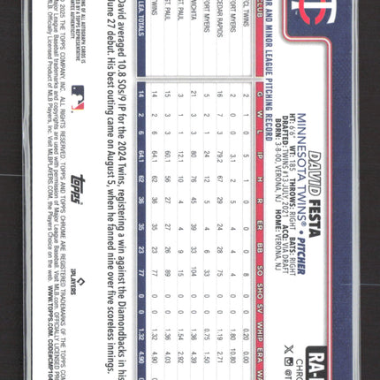 2025 Topps Chrome David Festa #RA-DF Purple Speckle 042/299 RC Auto