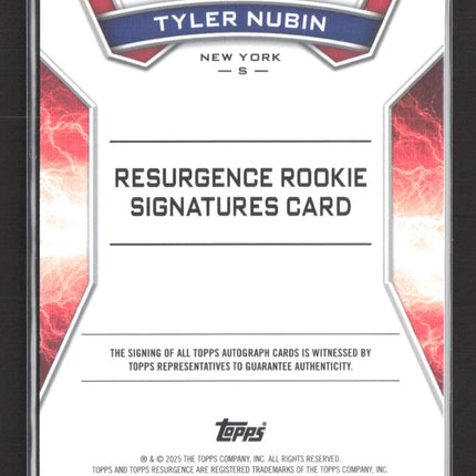 2025 Topps Resurgence Tyler Nubin #RRS-TN Teal 001/1449 RC Auto