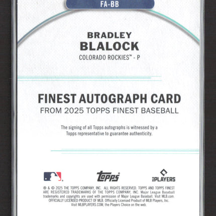2025 Topps Finest Bradley Blalock #FA-BB Blue 46/99 RC Auto