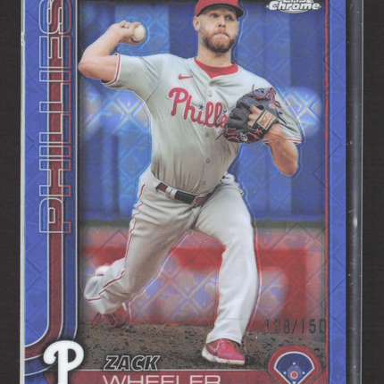 2025 Topps Chrome Zack Wheeler #189 Blue Logofractor Refractor 128/150