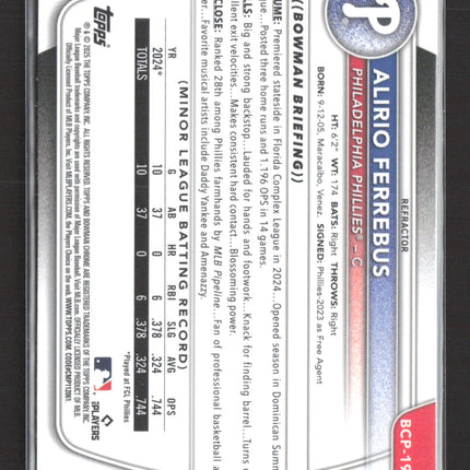 2025 Bowman Chrome Alirio Ferrebus #BCP-198 Refractor 063/499