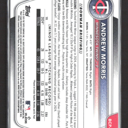 2025 Bowman Chrome Andrew Morris #BCP-90 Blue RayWave Refractor /150