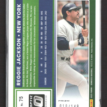 2025 Panini Donruss Optic Prizm Reggie Jackson #75 Lime Green 010/149