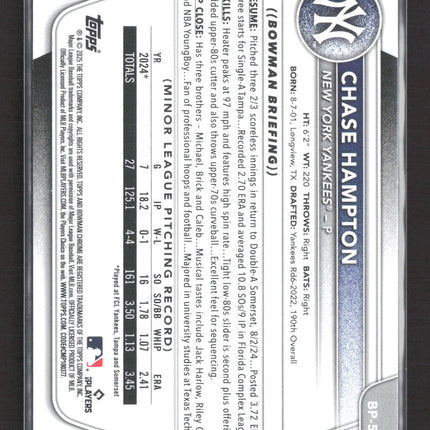 2024 Bowman Prospects Chase Hampton #BP-57 Purple Paisley /199