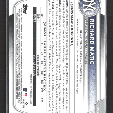 2025 Bowman Richard Matic #BP-71 Sky Blue Paper /499