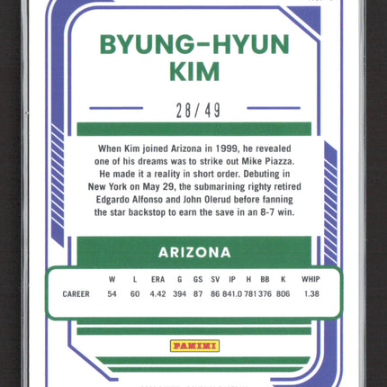 2026 Panini Donruss Optic Prizm Byung-Hyun Kim #4 Purple 28/49