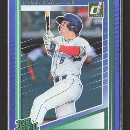 2025 Panini Donruss Baseball James Triantos #171 Blue Rated Prospect 018/149