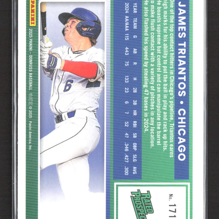 2025 Panini Donruss Baseball James Triantos #171 Blue Rated Prospect 018/149