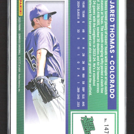 2025 Panini Donruss Baseball Jared Thomas #147 Pink 094/250