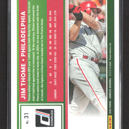 2025 Panini Donruss Baseball Jim Thome #31 Green /199