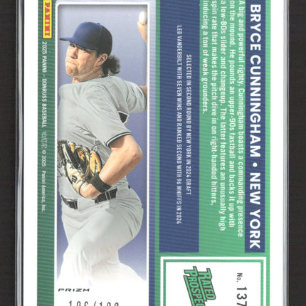 2025 Panini Donruss Optic Prizm Bryce Cunningham #137 Orange 196/199