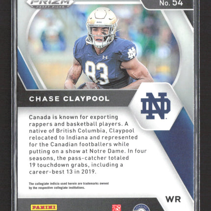 2021 Panini Prizm Draft Picks Chase Claypool #54 Gold Ice