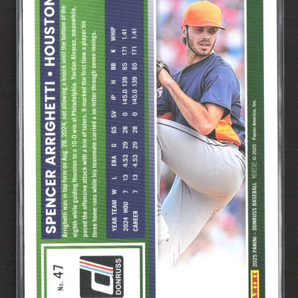 2025 Panini Donruss Baseball Spencer Arrighetti #47 Purple 74/99