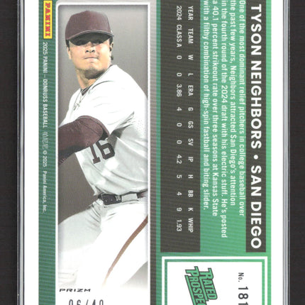 2025 Panini Donruss Optic Baseball Tyson Neighbors #181 Purple Prizm 06/49