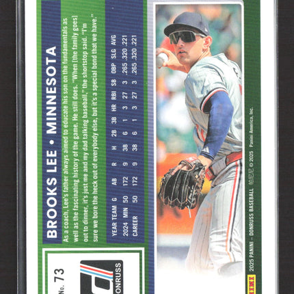 2025 Panini Donruss Baseball Brooks Lee #73 Purple /99