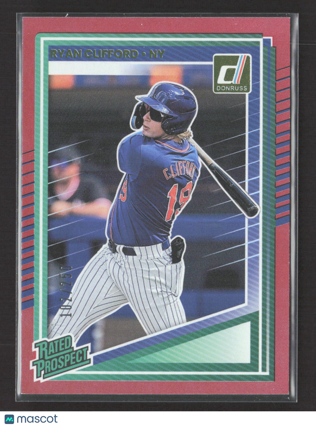 2025 Panini Donruss Baseball Ryan Clifford #198 Red Rated Prospect 102/250