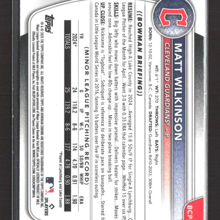 2025 Topps Bowman Chrome Matt Wilkinson #BCP-145 Blue Sapphire 1st Bowman