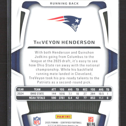 2025 Panini Certified TreVeyon Henderson #144 RC 190/499