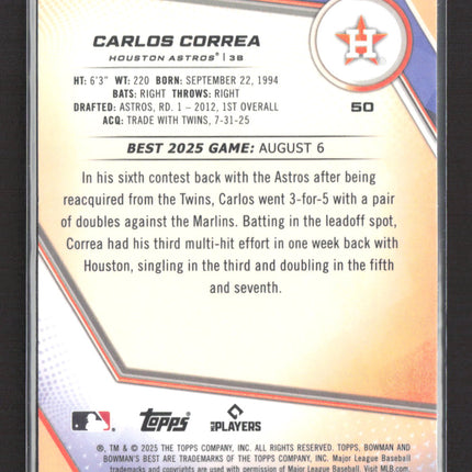 2025 Bowman's Best Carlos Correa #50 Blue Refractor 114/150