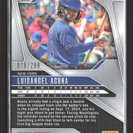 2025 Panini Prizm Baseball Luisangel Acuna #295 Red RC 019/299