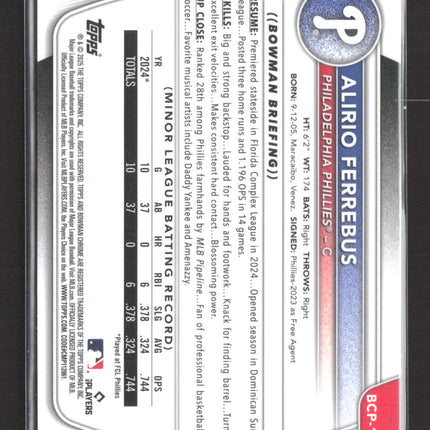 2025 Bowman Chrome Alirio Ferrebus #BCP-198 Pink Geometric 1st Bowman /299