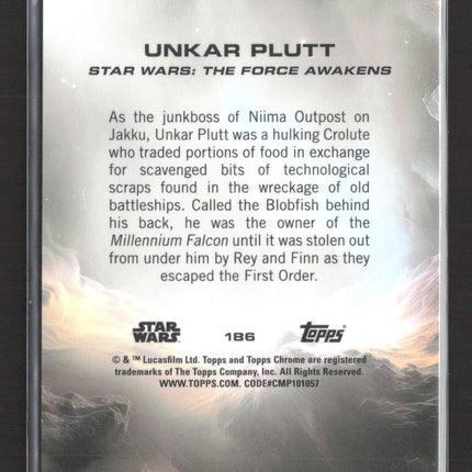 2016 Topps Chrome Star Wars: The Force Awakens 053/199 #186 Unkar Plutt Purple