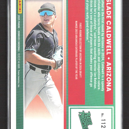 2025 Panini Donruss Baseball Slade Caldwell #112 Purple Rated Prospect /99
